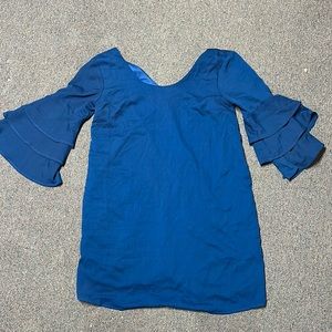 Blue flutter sleeve dress